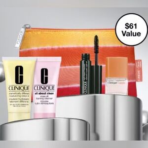 NEW WITH TAGS CLINIQUE PUT YOUR BEST FACE FORWARD 5 PIECE GIFT SET 💐💄🛍️🪞